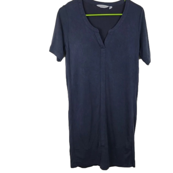 Athleta Navy Dress size small split neck short sleeves good used condition - Picture 1 of 8